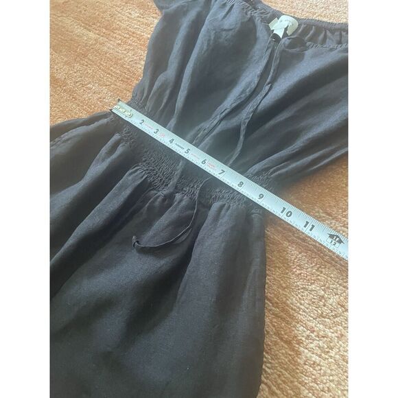 Cloth & Stone Black Puff Sleeve Romper EcoVero Sz S Smocked Waist - Picture 4 of 7